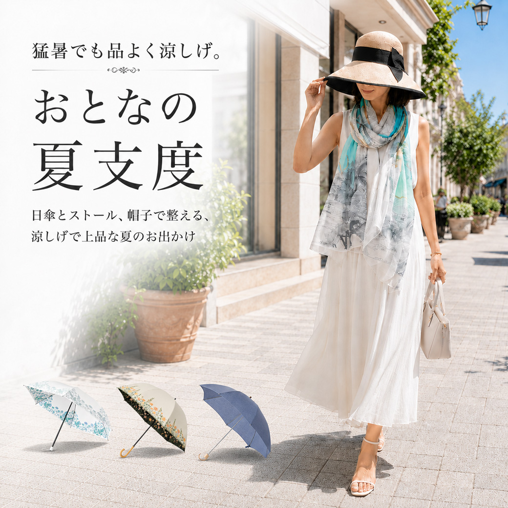猛暑でも品よく涼しげ。おとなの夏支度