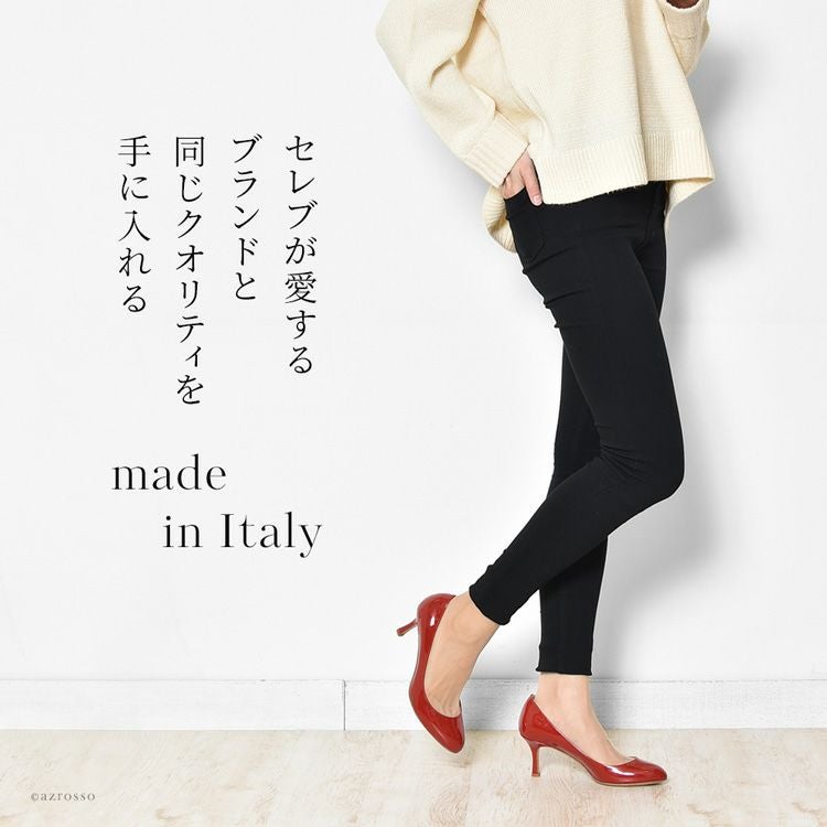 エナメルパンプス イタリア製 コルソローマ 本革 ラウンドトゥ ヒール6