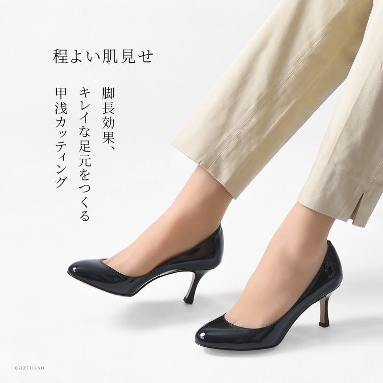 エナメルパンプス イタリア製 コルソローマ 本革 ラウンドトゥ ヒール6
