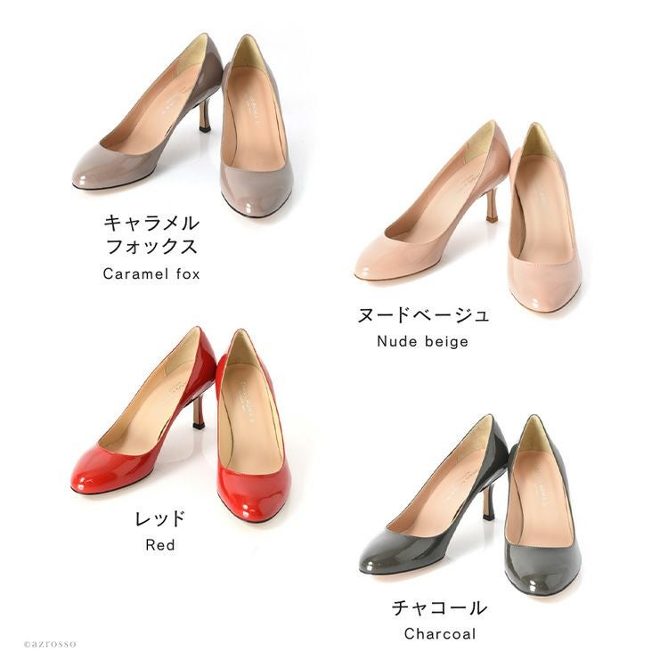 エナメルパンプス イタリア製 コルソローマ 本革 ラウンドトゥ ヒール6