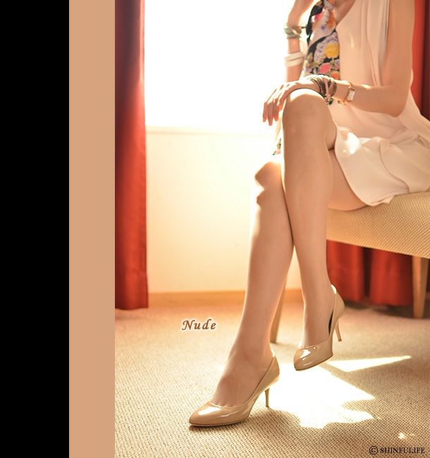 23cm-24.5cmのみ｜6cmヒール エナメルパンプス アーモンドトゥ