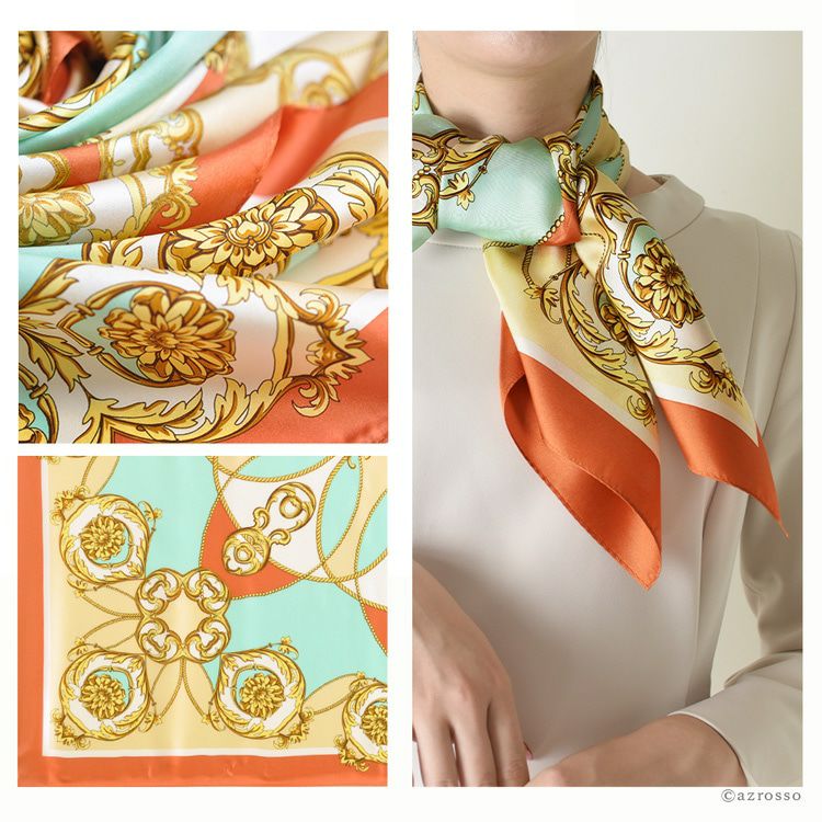 シルクスカーフ ヴィトライユ 90x90 ｜横浜スカーフ キヌフローレス