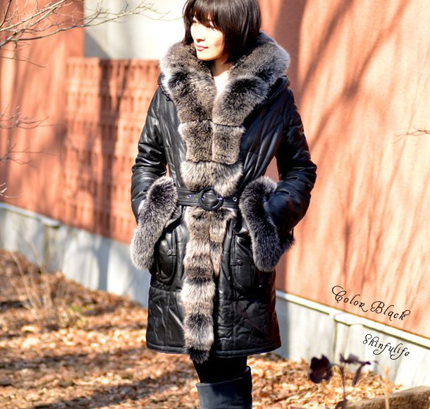 GIORGIO ジョルジオ ラムレザーコート フォックスファー 毛皮 フランス