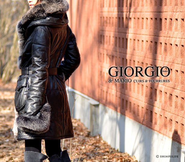 POLOIS ポロジョージス ラムファー コート 羊革 毛皮 S GIORGIO ジョルジオ ラムレザーコート フォックスファー 毛皮 フランス