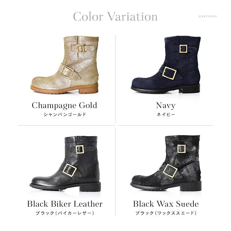 JIMMY CHOO スエードブーツ 37 黒 JIMMY CHOO（ジミーチュウ） ショートブーツ スエード エンジニア