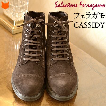 極美品Ferragamo サルバトーレフェラガモブラウンレザー ロングブーツ 極美品☆(伊)サルヴァトーレ・フェラガモ 6.5EE【☆プレーントゥ/濃茶