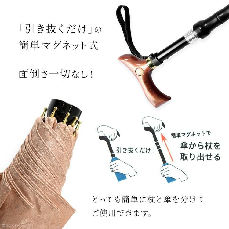 つえ傘 ステッキ傘 日本製 軽量 杖にもなる傘 晴雨兼用 杖傘 日傘 母親