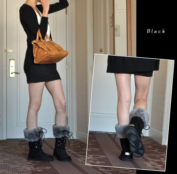UGG ブラック レースムートンブーツ アグ UGG ブーツ ムートンブーツ レディース ショート シープスキン W