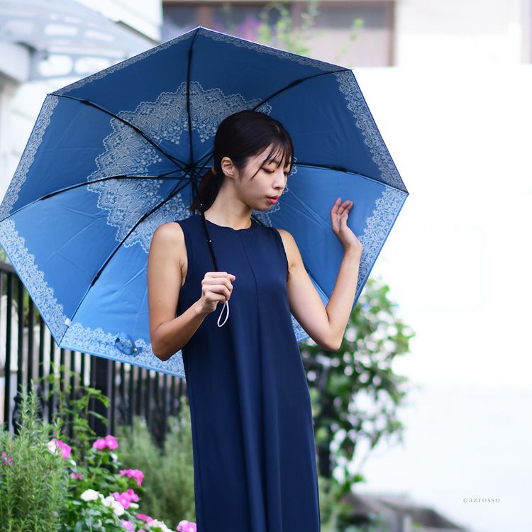 完全遮光 日傘 レース 折りたたみ傘 晴雨兼用 涼しい 遮熱 UVION