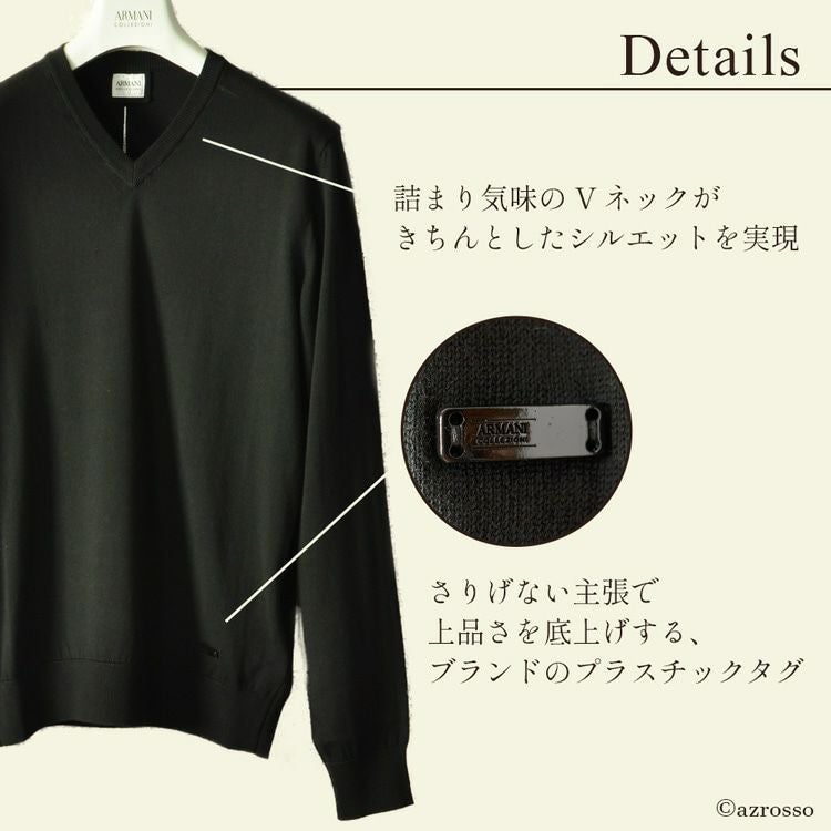【希少】【armani】ラムレザー　ブラック　アルマーニ　ドライバーズニット ARMANI EXCHANGE (アルマーニ エクスチェンジ) ラウンドロゴ クルー