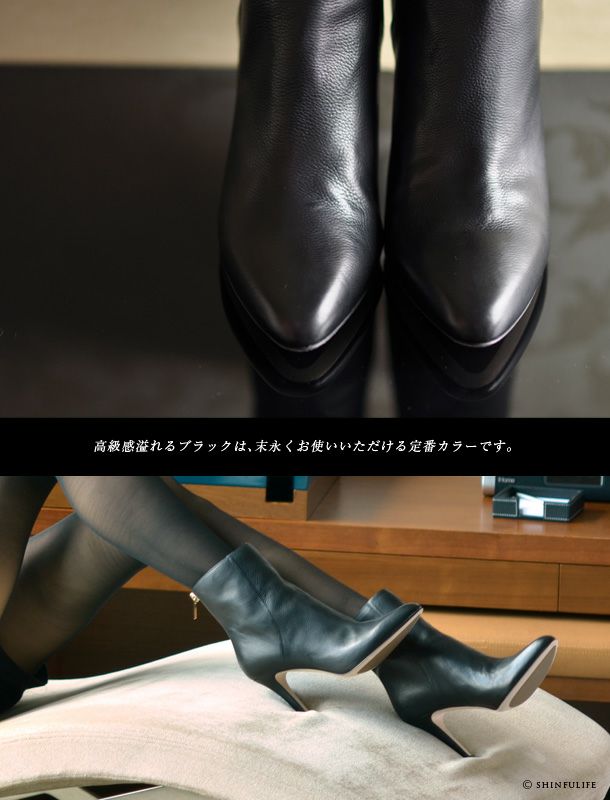 22cm-25cm｜8cmヒール ハイヒール ブーティー バックファスナー
