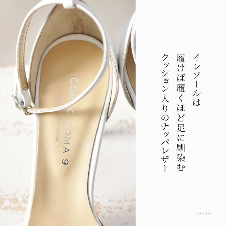 アンクルストラップ サンダル ヒール 7cm レディース レザー