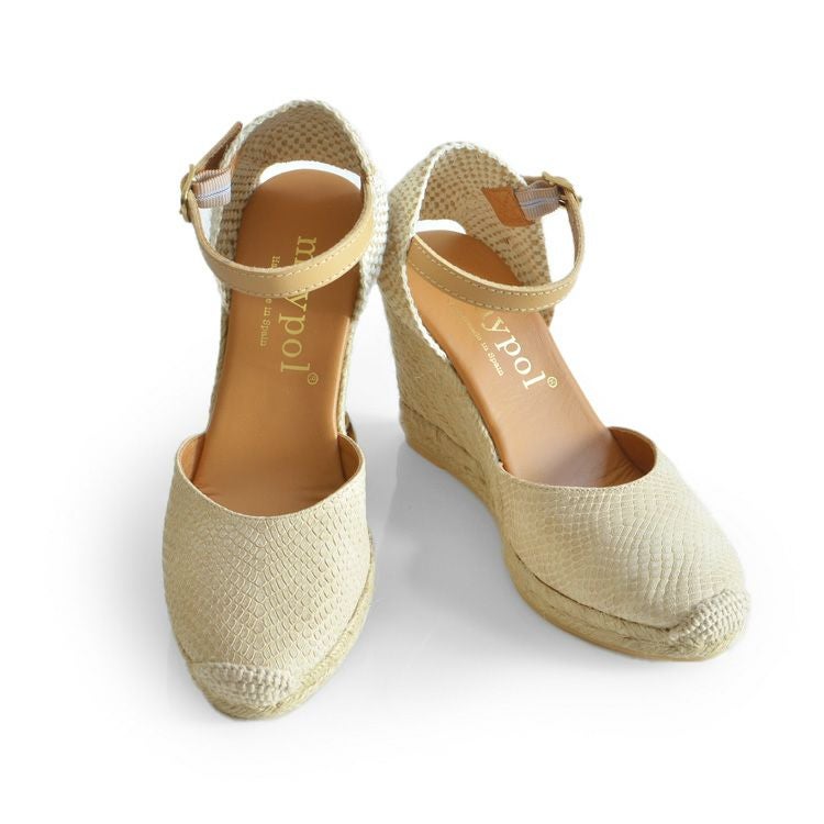 エスパドリーユ サンダル ストラップ 本革 型押し レザー 厚底 エスパ