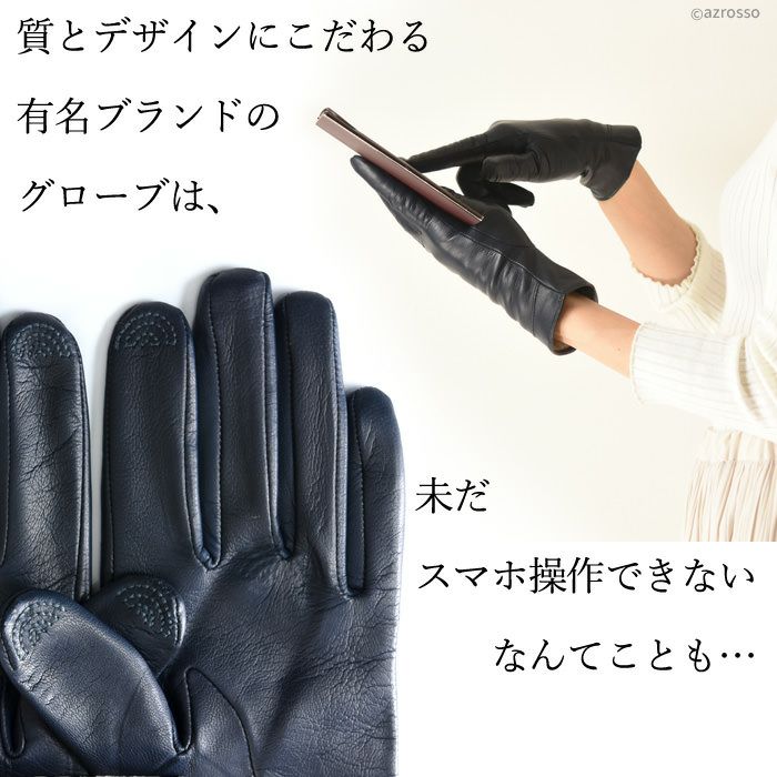 スマホ対応 手袋 防水 レザー 裏地カシミヤ100｜DAL DOSSO ダルドッソ