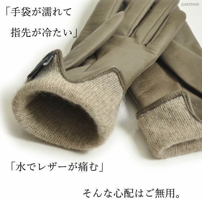 スマホ対応 手袋 防水 レザー 裏地カシミヤ100｜DAL DOSSO ダルドッソ