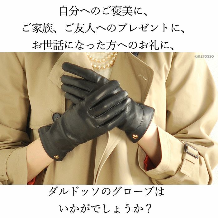 スマホ対応 手袋 防水 レザー 裏地カシミヤ100｜DAL DOSSO ダルドッソ