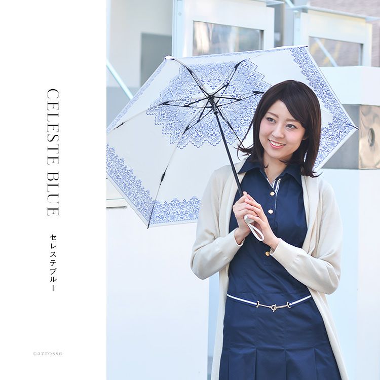 uv 折りたたみ傘 白 日傘 軽量 レース柄 日本製 ブランド UVION