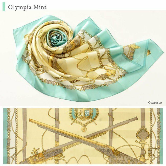 ガンエルメス シルク100％ サテン 横浜スカーフ 日本製 88×88 正方形