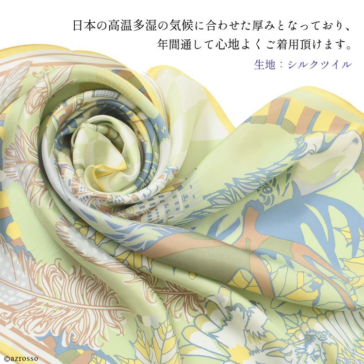 シルクスカーフ フレンチロマネスク・ケベック 90x90 ｜横浜スカーフ