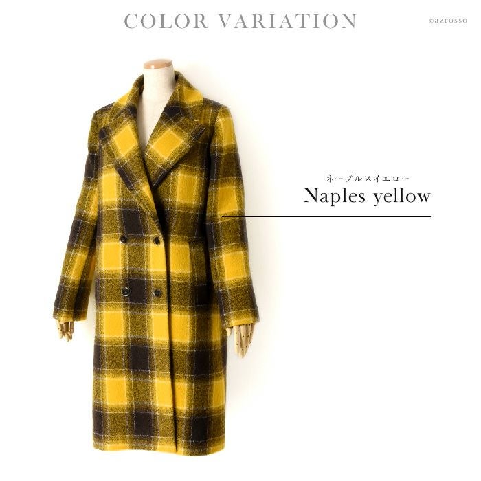 イエローチェックのコート バージンウール｜MAISON LENER メゾン