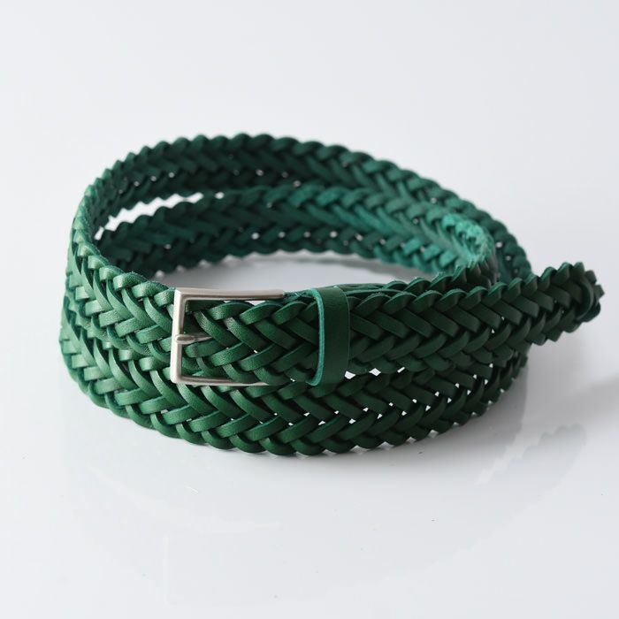 日本製の上質なレザーで作った細身でカラフルなメッシュベルト 三竹産業