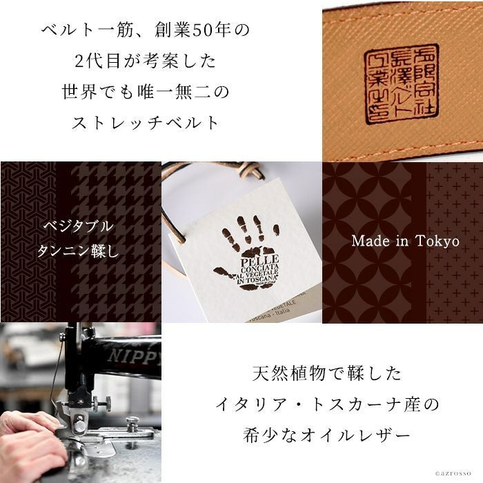 伸びるベルト ギフトセット 長沢ベルト工業 同じ本革の名刺入れと
