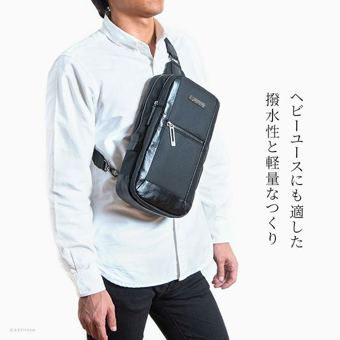 軽量 ボディバッグ ナイロン レザー メンズ ヘルベチカボールド