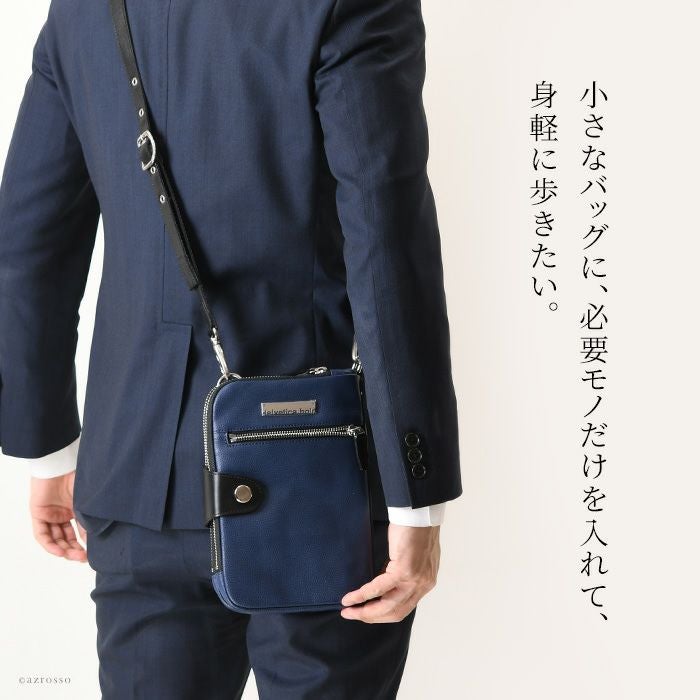 2way ポーチ ショルダー ミニバッグ レザー メンズ ヘルベチカボールド