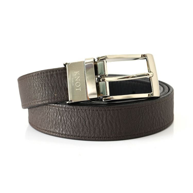 ストレッチ レザー ベルト 本革 リバーシブル 115cm ノット KNOTの通販