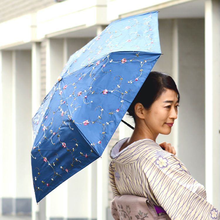 インディアンサラサ 刺繍の折り畳み日傘|ブランドセレクト シンフー インディアンサラサ 刺繍の折り畳み日傘|ブランドセレクト シンフー
