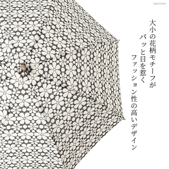 ワカオ 日傘 長傘 刺繍レース 花柄 日本製 WAKAO コットン 綿100