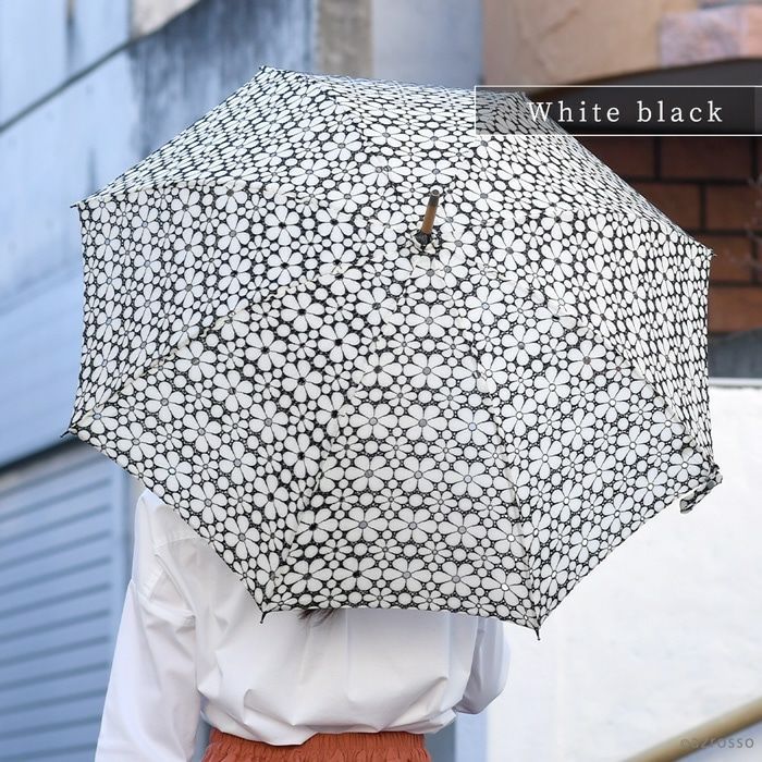 ワカオ 日傘 長傘 刺繍レース 花柄 日本製 WAKAO コットン 綿100