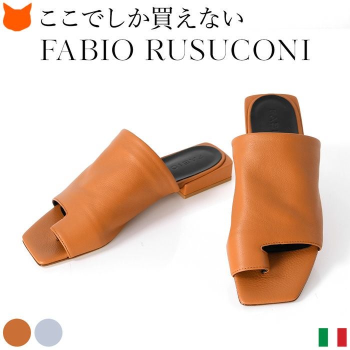FABIO RUSCONI/羊革トングローヒールサンダル／サックスブルー37 FABIO RUSCONI - FABIO RUSCONI/羊革トングローヒールサンダル