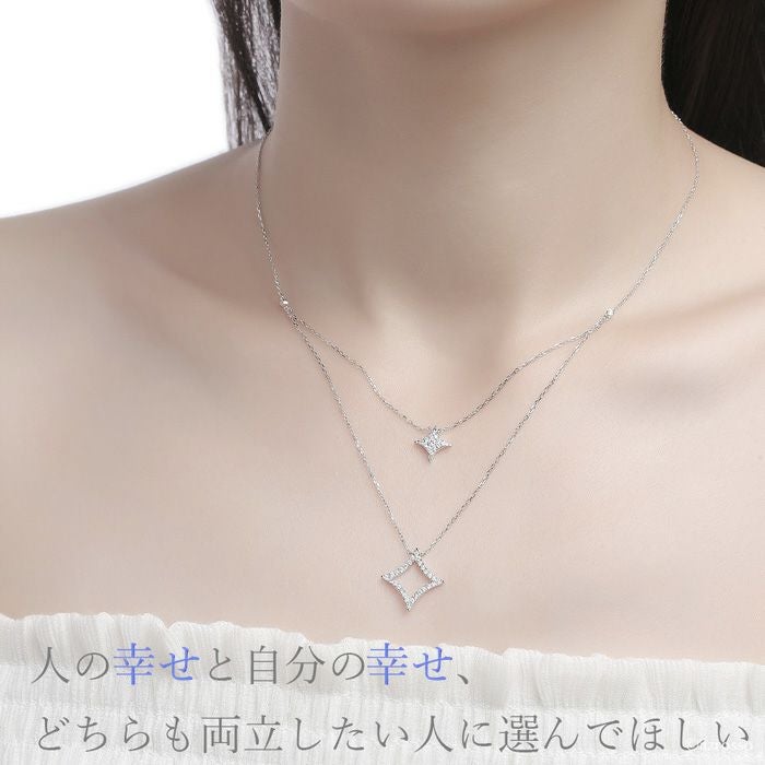 ダイヤモンド ネックレス 2連 ひし形 スマイリングロックス SMILING