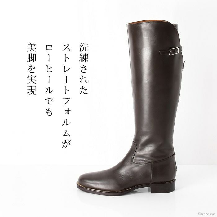 晴雨兼用 防水撥水ジョッキーブーツ 本革レザー ロングブーツ 日本製の