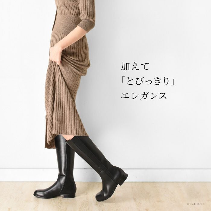 内側 ムートン ロングブーツ レザー ジョッキーブーツ カルピエッレ