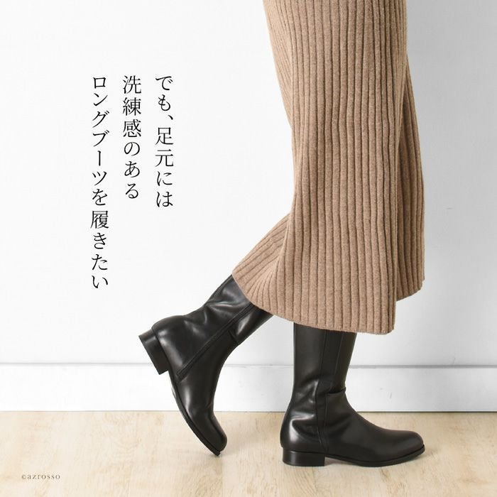 内側 ムートン ロングブーツ レザー ジョッキーブーツ カルピエッレ