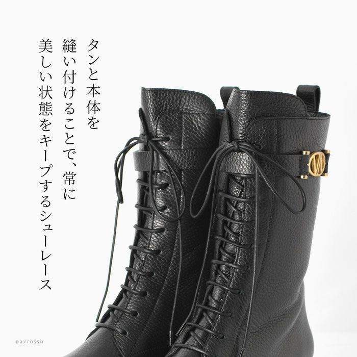 編み上げ ショートブーツ 本革 内側 ムートン ヴィットリオヴィルジリ