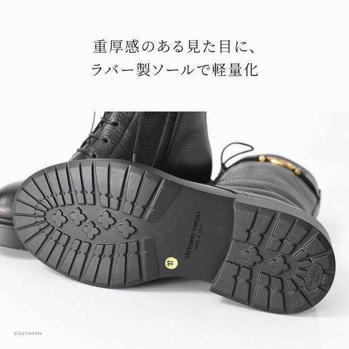 編み上げ ショートブーツ 本革 内側 ムートン ヴィットリオヴィルジリ