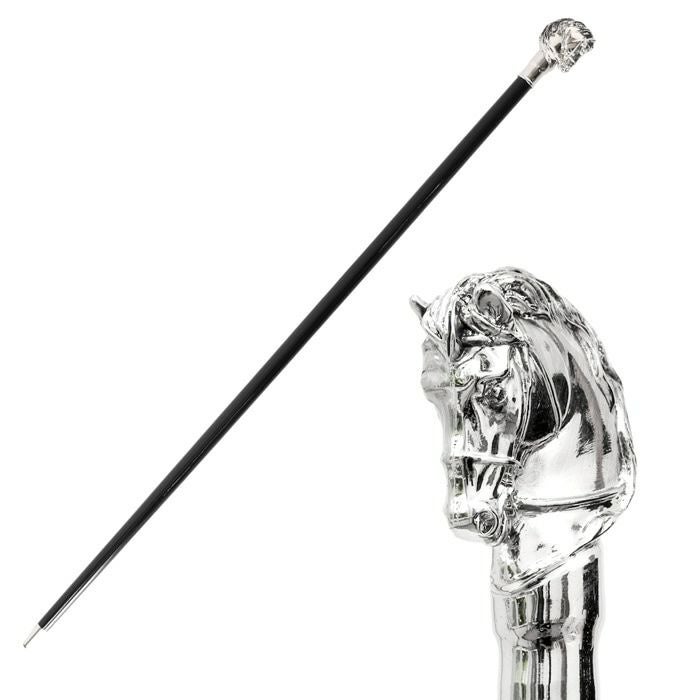 アニマルヘッド 杖 ステッキ 馬 シルバー 銀 おしゃれ かっこいい