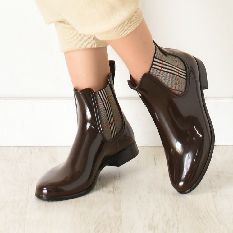 サイドゴア レインブーツ チェック柄 チェルシーブーツ メデュース