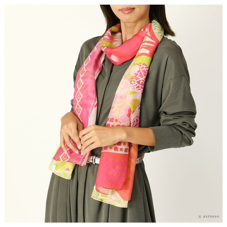 超大判ストール 日本製 シルク アフリカの雄大なンゴロンゴロ自然保護