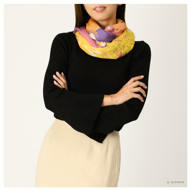 超大判ストール 日本製 シルク アフリカの雄大なンゴロンゴロ自然保護