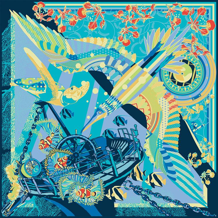 横浜スカーフ ブランド シルクスカーフ ニューカレドニア「パラディー