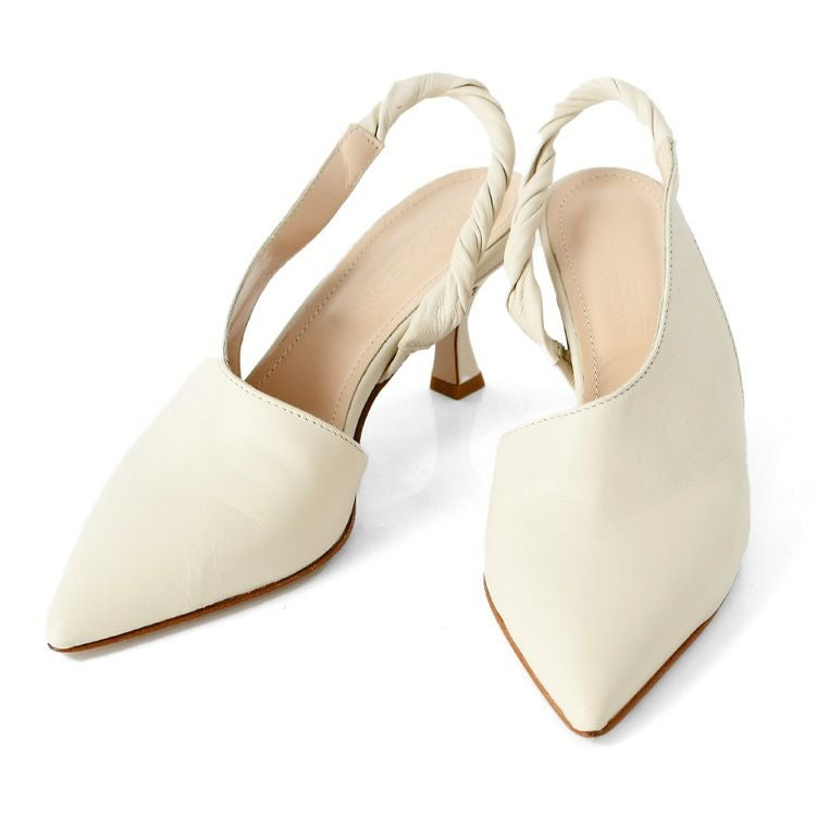 本革 ポインテッドトゥパンプス ミュール フレンチヒール イタリア製