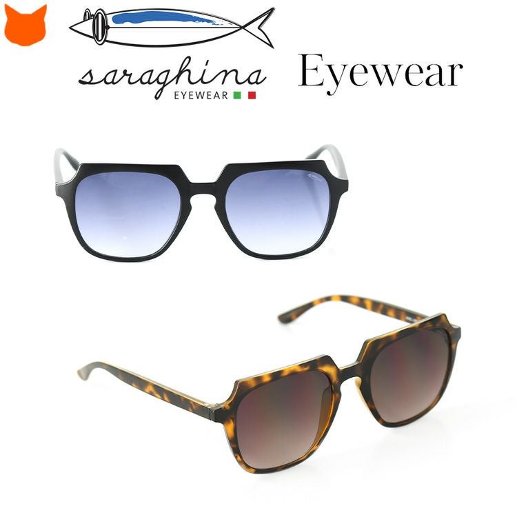 レディース サングラス イタリア製 ウェリントン型 黒 べっ甲 uvカット