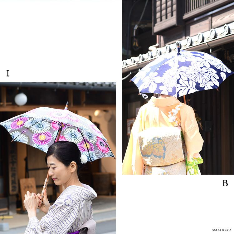 ワカオ 日傘 長傘 日本製 浴衣生地の日傘 WAKAO 三勝染め バンブー