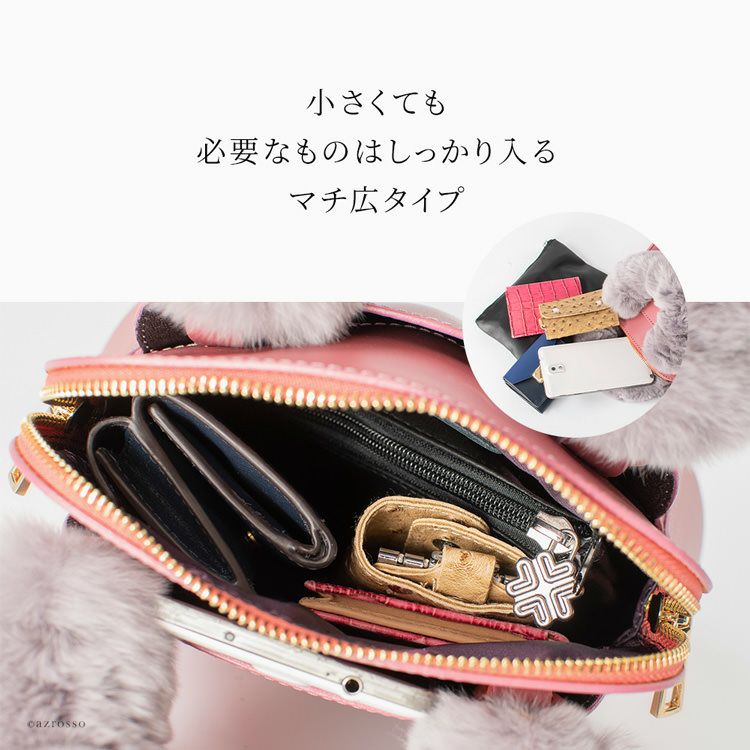 ファーハンドル バッグ イタリア製 本革 ミニバッグ 2way イタリア