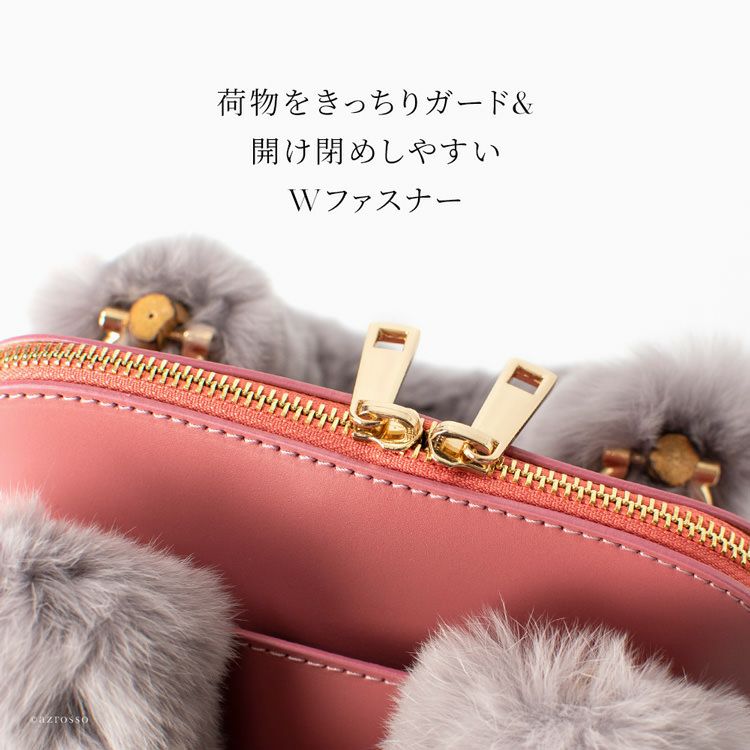 ファーハンドル バッグ イタリア製 本革 ミニバッグ 2way イタリア