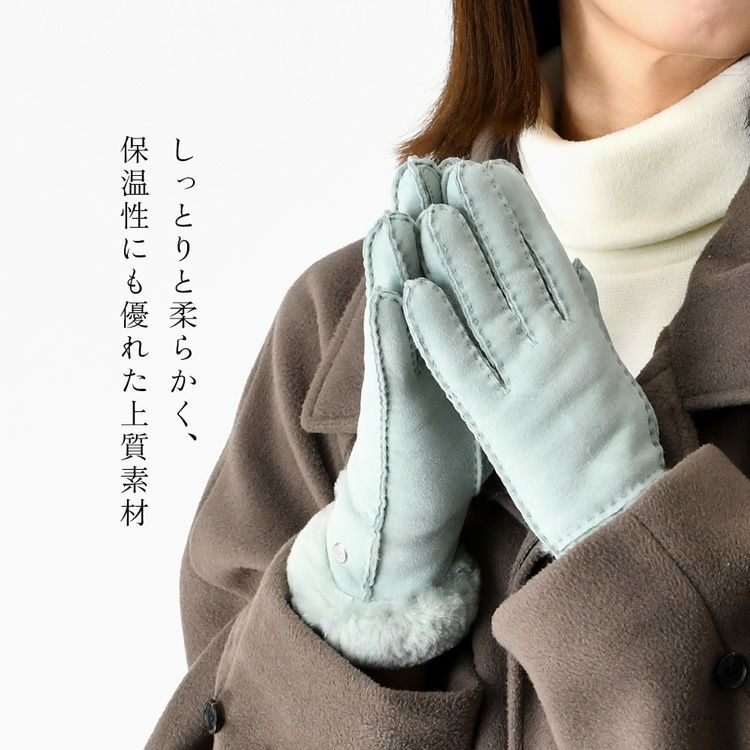 スマホ対応 手袋 レディース UGG 防寒 防水 本革 ファー付き アグ